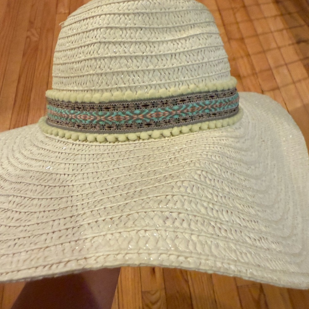 Rampage White Woven Hat Aztec band festival concert beach coastal